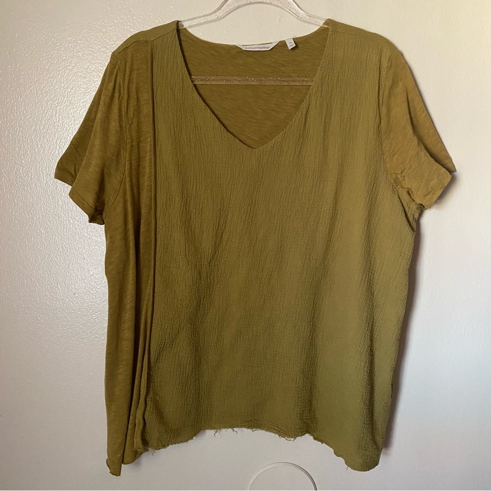Soft Surroundings Yellow Mustard Short Sleeve Top